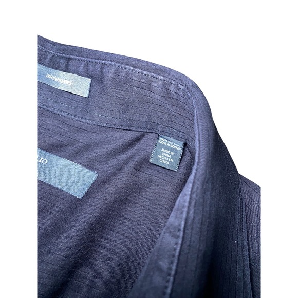 Perry Ellis Mens XXL Black Wrinkle-Free Pinstripe Long Sleeve Dress Shirt - Picture 6 of 6